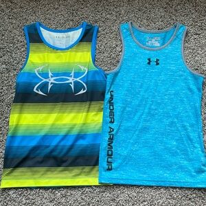 Two Boys Youth Extra Small Under Armour Tank Tops.
